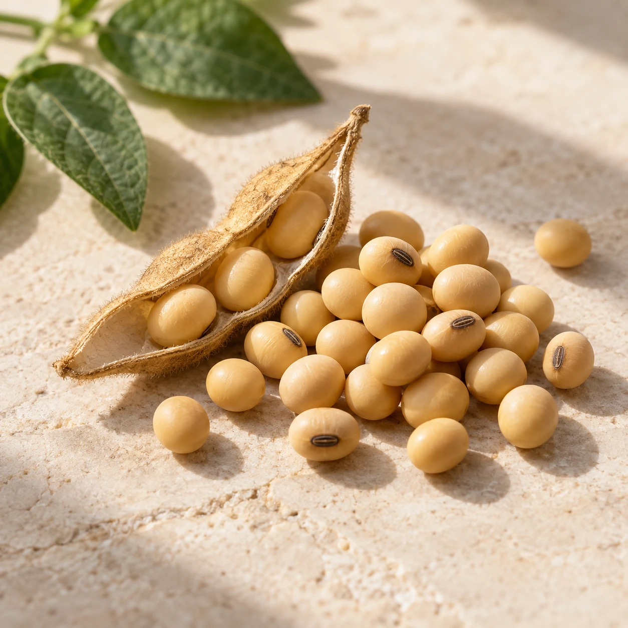 Soybeans, the source of soy isoflavones.